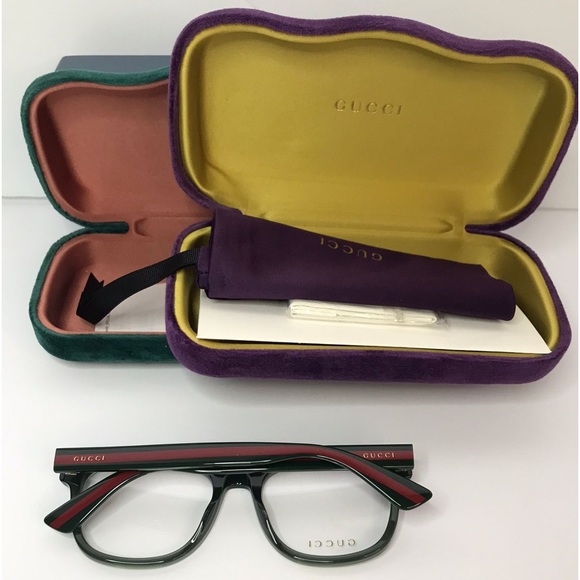 Authentic new Gucci GG0004ON 011 Translucent Green Square Men's Eyeglasses - Picture 6 of 8